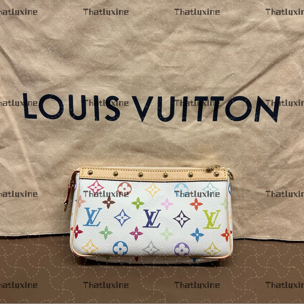Louis Vuitton White Multicolor Monogram Clutch